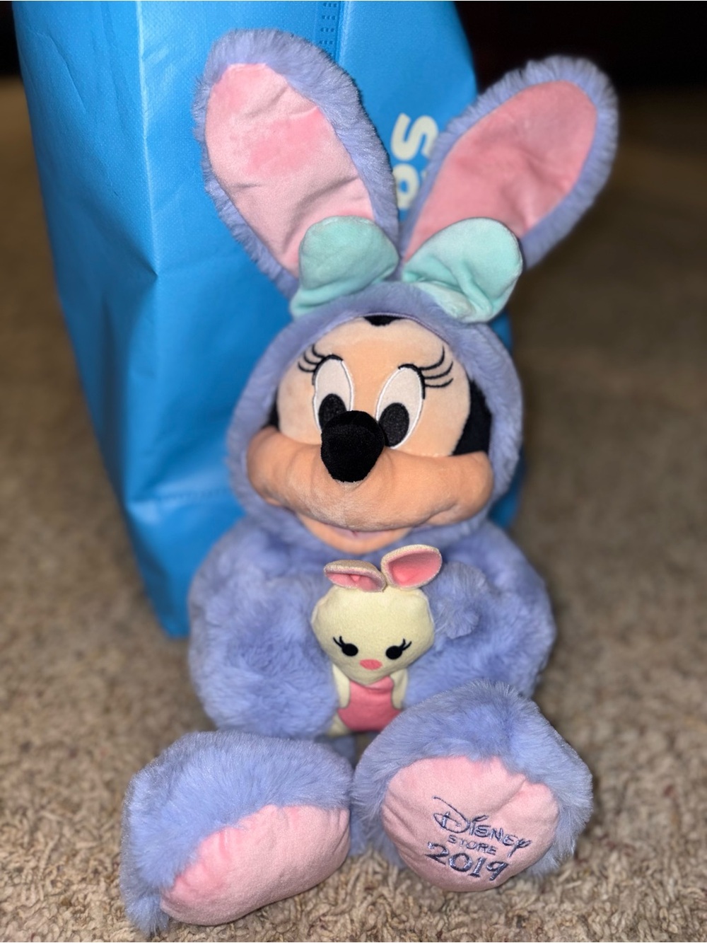 Disney Minnie Mouse Plush in Lavender Bunny Outfit with Pink & Mint Accents